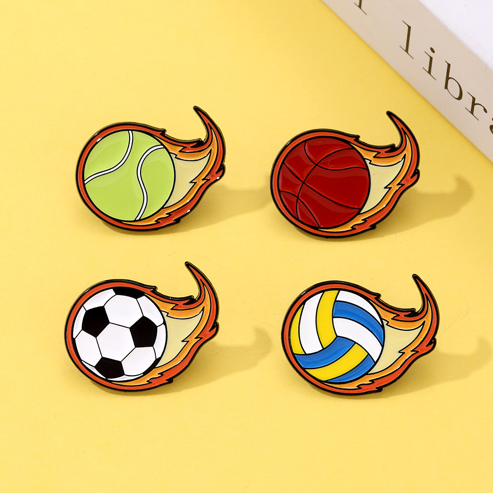 Badminton Icon - Broche esmaltado con bola de llama