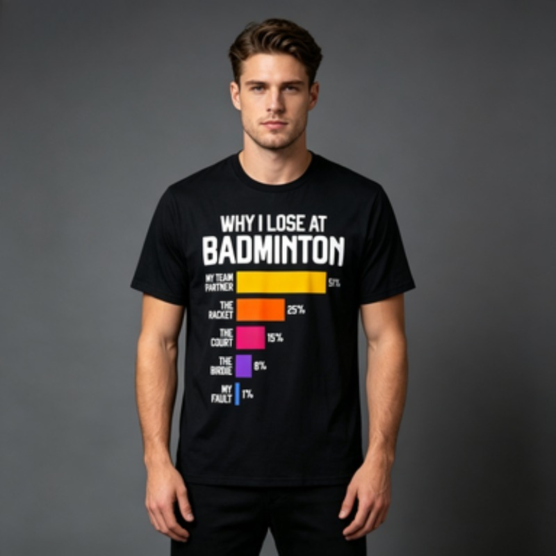 Badminton Quotes - Camiseta de manga corta para hombre,