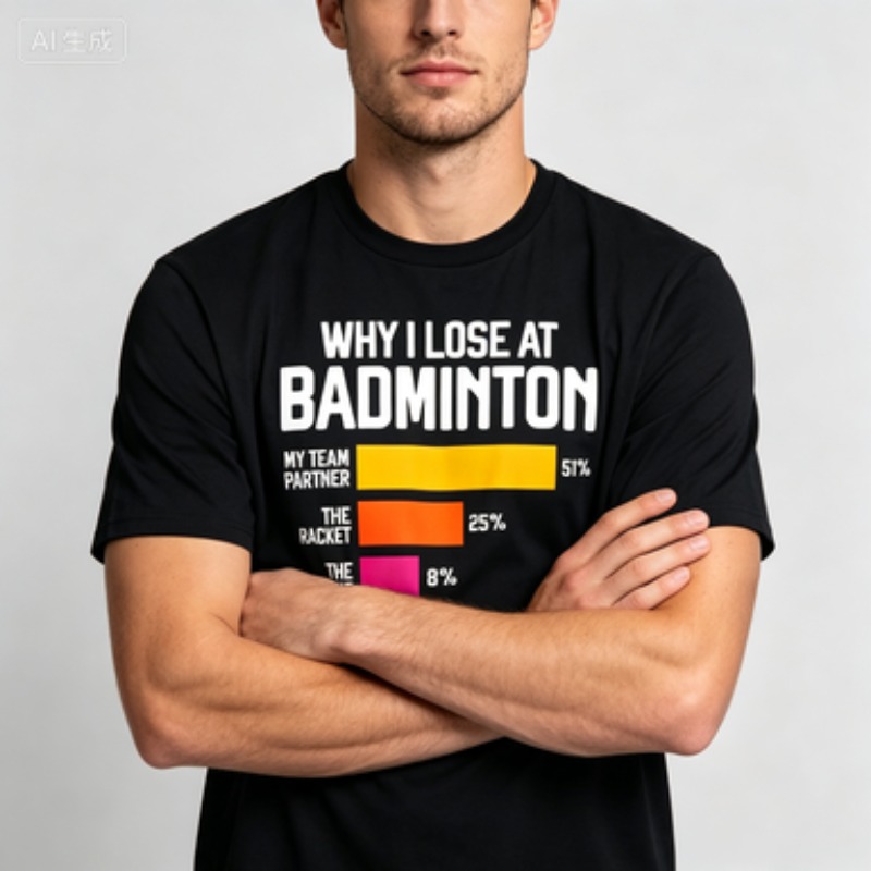 Camiseta de manga corta para h - Badminton Quotes reseña y precio